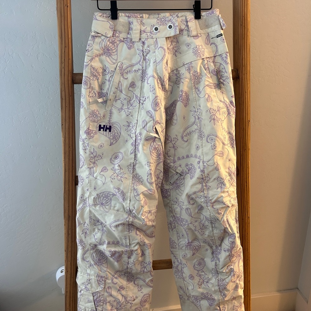 Helly Hansen Cream Ski Pants with Lilac Paisley Print